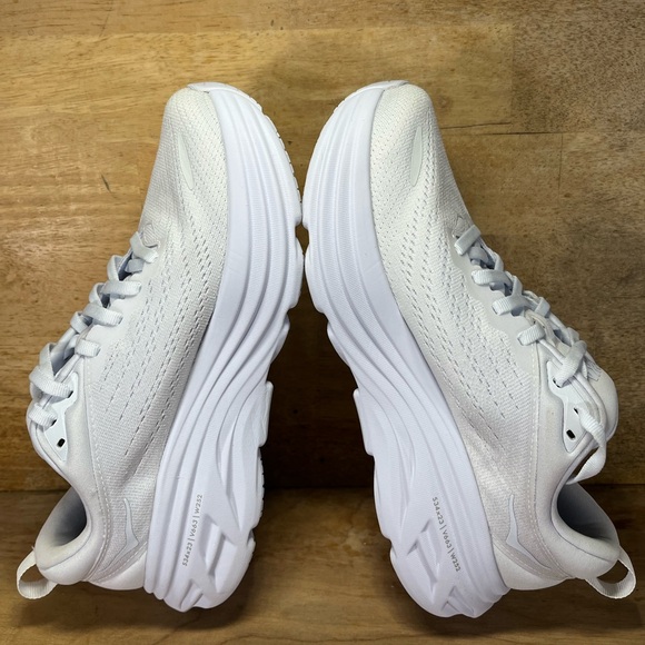 Hoka One One Bondi 8 REFLECTIVE Womens Size 7.5 Running Shoes Sneakers White - Picture 7 of 14